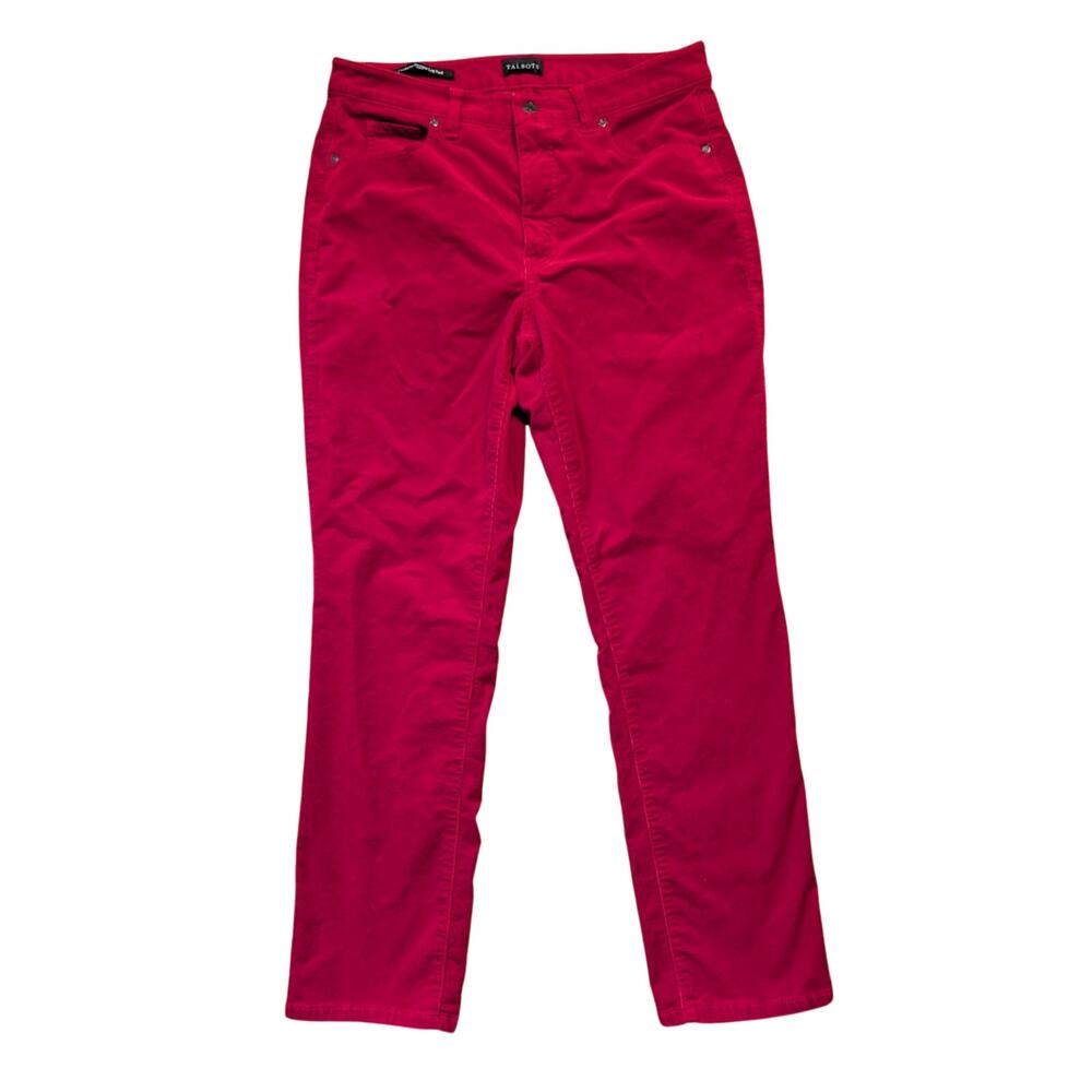 Talbots Women's Red Corduroy Curvy Straight Leg Stretch Pants Size 8P